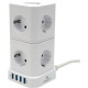 Сетевой фильтр  2м, 9 розеток, 16А/3500Вт, 3x1.5, 4хUSB, Cablexpert Tower [TWR-9-U4-W-2] белый