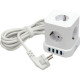 Сетевой фильтр  3м, 5 розеток, 10А/2500Вт, 3x1, 4хUSB, Cablexpert Tower [TWR-5-U4-W-3] белый