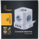 Сетевой фильтр  3м, 5 розеток, 10А/2500Вт, 3x1, 4хUSB, Cablexpert Tower [TWR-5-U4-W-3] белый