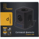 Сетевой фильтр  2м, 5 розеток, 10А/2500Вт, 3x1, 4хUSB, Cablexpert Tower [TWR-5-U4-B-2] чёрный
