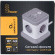 Сетевой фильтр  2м, 4 розетки, 10А/2500Вт, 3x1, 3хUSB+Type-C, Cablexpert Tower [TWR-4-CU2-W-2] белый