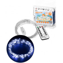 Гирлянда Роса 10 м, 100LED, белый, ПДУ, USB, IP20, TDM [SQ0361-0089]