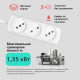 Удлинитель  3м 3 розетки б/з,  6А/1350Вт, ШВВП 2х0,75, SmartBuy [SBE-10-3-03-F] белый