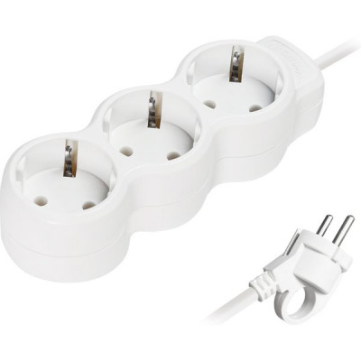 Удлинитель  3м 3 розетки с/з, 16А/3500Вт, ПВС 3х1, SmartBuy New [SBE-16-3-03m-Z] белый