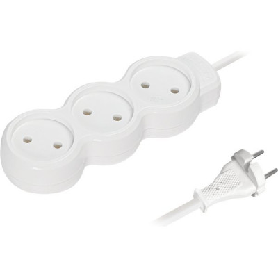 Удлинитель  5м 3 розетки б/з, 10А/2200Вт, ПВС 2х1, SmartBuy New [SBE-10-3-05m-N] белый