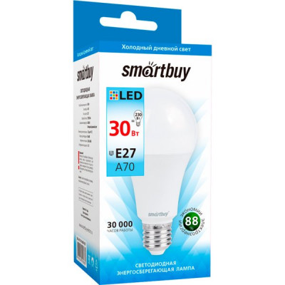 Лампа LED E27/A70 груша, 30W, 6000K, 2700Лм, Smartbuy [SBL-A70-30-60K-E27]