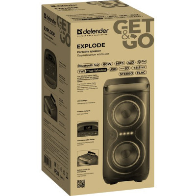 Колонка DEFENDER Explode, 60W, портативная, BT/LED/MIC/TWS/Light/FM [65086]