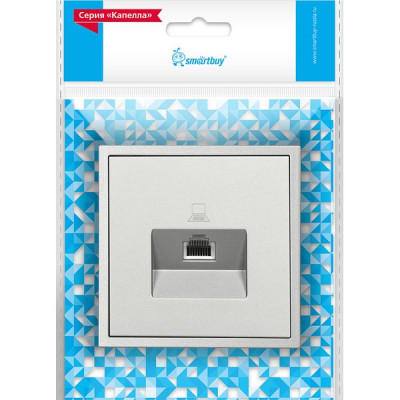 Розетка с/у компьютерная 1xRJ45, IP20, Smartbuy Капелла [SBE-09s-S1-RJ] серебро soft touch