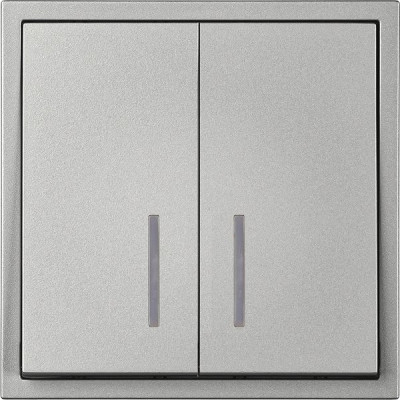 Выключатель с/у 2-кл 10А, IP20, с подсветкой, Smartbuy Капелла [SBE-09s-10-SW2-1] серебро soft touch