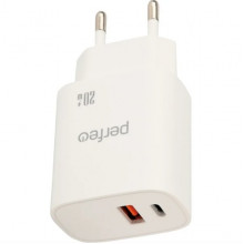 Зарядное устройство Perfeo, PD, с разъемом 2xType-C, GaN, 40W [I4662] белый