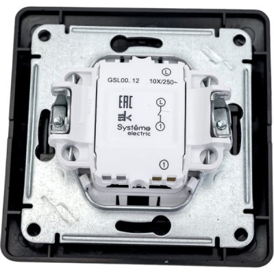 Выключатель с/у 1-кл 10А, IP20, в сборе, Schneider Electric Glossa [GSL000712][15] антрацит