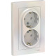 Розетка с/у 2x2P+Е 16A, IP20, со штор., в сборе, Schneider Electric ATLASDESIGN [ATN000426][6]жемчуг