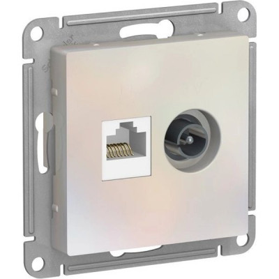 Розетка с/у TV+RJ45 кат.5e, IP20, Schneider Electric ATLASDESIGN [ATN000489][5] жемчуг