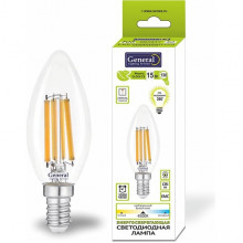 Лампа LED E14/C37 свеча, 15W, FILAMENT, 4500K, 1070Лм, GL [GLDEN-CS-15-230-E14-4500]