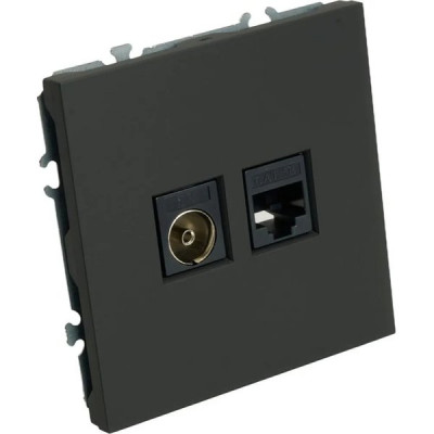 Розетка с/у TV + RJ45 IP20, STEKKER Эмили [RST00-5106-05][12] черный уголь soft touch