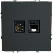 Розетка с/у TV + RJ45 IP20, STEKKER Эмили [RST00-5106-05][12] черный уголь soft touch
