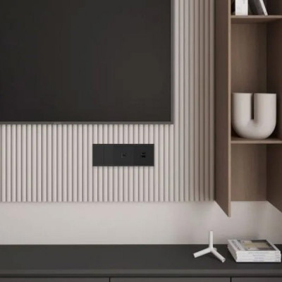 Розетка с/у TV одиночная, IP20, STEKKER Эмили [RST00-5108-05][12] черный уголь soft touch