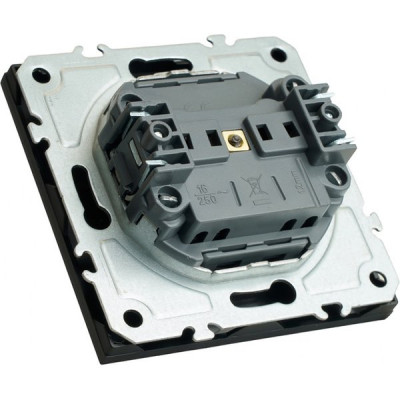 Розетка с/у 2P 16A, IP20, со шторками, STEKKER Эмили [RST16-5109-05][12] черный уголь soft touch