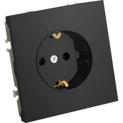 Розетка с/у 2P+E 16A, IP20, со шторками, STEKKER Эмили [RST16-5110-05] черный уголь soft touch