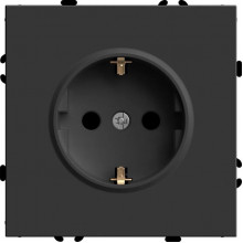 Розетка с/у 2P+E 16A, IP20, со шторками, STEKKER Эмили [RST16-5110-05] черный уголь soft touch