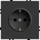 Розетка с/у 2P+E 16A, IP20, со шторками, STEKKER Эмили [RST16-5110-05] черный уголь soft touch