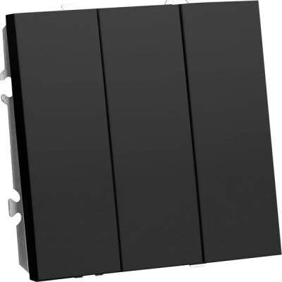 Выключатель с/у 3-кл 10A, IP20, STEKKER Эмили [RSW10-5108-05] черный уголь soft touch