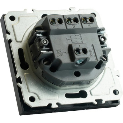 Выключатель с/у 3-кл 10A, IP20, STEKKER Эмили [RSW10-5108-05] черный уголь soft touch