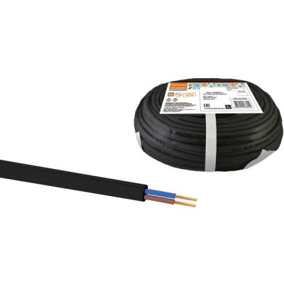 Провод ШВВПмб 2*0,5, черный, в бухте 50м, Народный [SQ0120-0353] ТУ