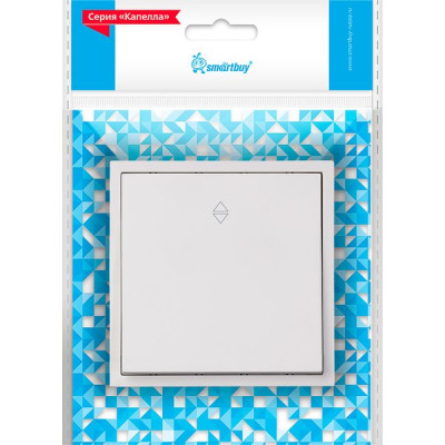 Переключатель с/у 1-кл 10А, IP20, Smartbuy Капелла [SBE-09w-10-SW12-0] белый soft touch