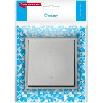 Переключатель с/у 1-кл 10А, IP20, Smartbuy Капелла [SBE-09s-10-SW12-0] серебро soft touch