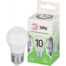 Лампа LED E27/P45 шар, 10W, 6500K, 1000Лм, ЭРА GL [LED P45-10W-865-E27 GL]