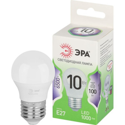 Лампа LED E27/P45 шар, 10W, 6500K, 1000Лм, ЭРА GL [LED P45-10W-865-E27 GL]