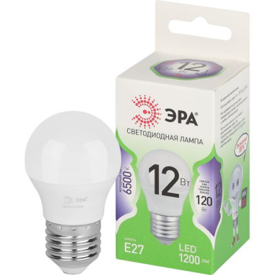 Лампа LED E27/P45 шар, 12W, 6500K, 1200Лм, ЭРА GL [LED P45-12W-865-E27 GL]
