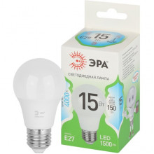 Лампа LED E27/A60 груша, 15W, 4000K, 1500Лм, ЭРА GL [LED A60-15W-840-E27 GL]
