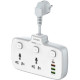 Разветвитель 2 розетки с заземлен., с выкл., 10А/2500Вт, 3xUSB, 1xType-C PD QC, LDNIO [SC2413] белый