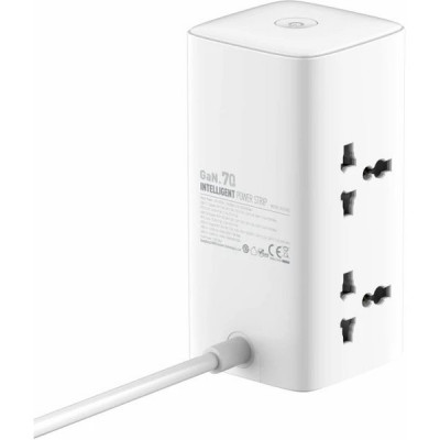 Сетевой фильтр  2м, 4 розетки, 10А/2500Вт, 1xUSB, 2xType-C PD QC, LDNIO [SC4383] белый