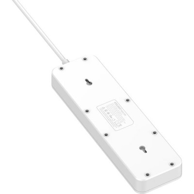 Сетевой фильтр  2м, 5 розеток, 10А/2500Вт, 3xUSB, 1xType-C PD QC, LDNIO [SC5415] белый