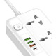Сетевой фильтр  2м, 5 розеток, 10А/2500Вт, 3xUSB, 1xType-C PD QC, LDNIO [SC5415] белый