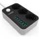 Сетевой фильтр  4м, 3 розетки, 10А/2500Вт, 6xUSB, LDNIO [SE3631] черный/серый