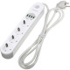 Сетевой фильтр  2м, 4 розетки, 10А/2500Вт, 4xUSB, Lightning protection LDNIO [SE4432] белый/серый