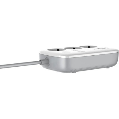 Сетевой фильтр  2м, 3 розетки, 10А/2500Вт, 3xUSB, 1xType-C PD QC, Wi-Fi управ. LDNIO [SEW3452] белый