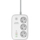 Сетевой фильтр  2м, 3 розетки, 10А/2500Вт, 3xUSB, 1xType-C PD QC, Wi-Fi управ. LDNIO [SEW3452] белый