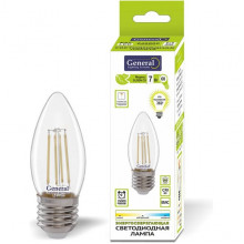 Лампа LED E27/C37 свеча,  7W, FILAMENT, 2700K, 490Лм, GL [GLDEN-CS-7-230-E27-2700]