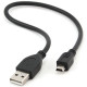 Кабель USB - miniUSB 5p, 0.3м, экран, черный, Cablexpert [CCP-USB2-AM5P-1]