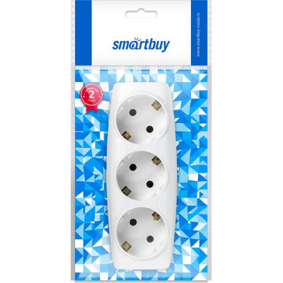 Разветвитель 3 розетки с заземлением 16А, Smartbuy [SBE-16-A04w-3z] белый