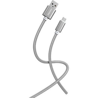 Кабель USB - microUSB, 1.0м, 3A, SmartBuy [iK-12-S02dg] серый