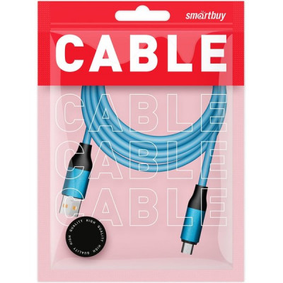 Кабель USB - microUSB, 1.0м, 3A, супертолстый, SmartBuy [IK-12BOLD-BLUE] синий