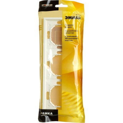 Рамка 3п, IP20, STEKKER Эмили [PFR00-5003-01] белый фарфор soft touch