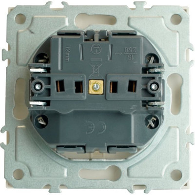 Розетка с/у 2P+E 16A, IP20, со шторками, STEKKER Эмили [RST16-5110-01] белый фарфор soft touch