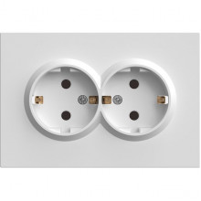 Розетка с/у 2x2P+E 16A, IP20, со шторками, STEKKER Эмили [RST16-5114-01] белый фарфор soft touch